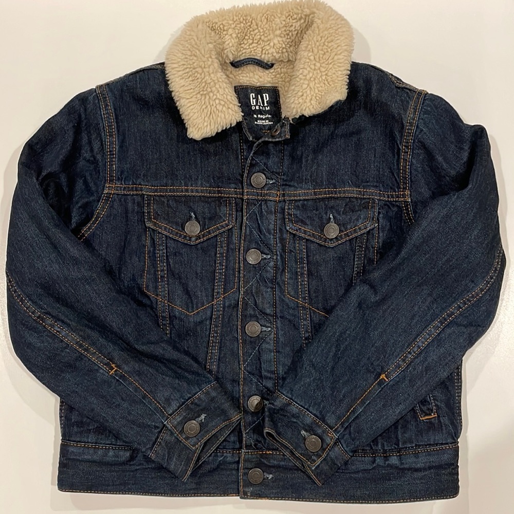 GapKids Size Youth Medium Dark Denim Sherpa Lined Jean Jacket